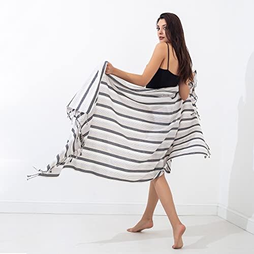 ETOLIA Turkish Beach Towel -100% Cotton Super Absorbent Drying Quickly -Sandfree Beach Towel -Oversized Beach Blanket - Gym Yoga Spa Pareo Extra Large -Turkish Hammam Peshtemal 71x39 (Multicolor)