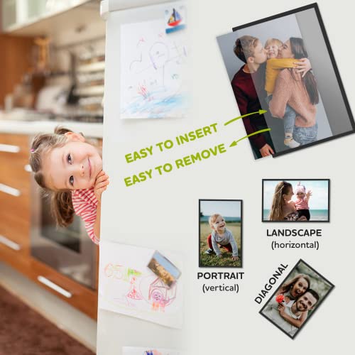 Magnetic Picture Frames For Refrigerator 4X6 Inches - 12 Units Of Black Magnetic Photo Frames With The Plastic Sleeves / Pockets For Your Pictures - Use It On A Fridge, Locker, Cabinet Or Dishwasher #TOP1
