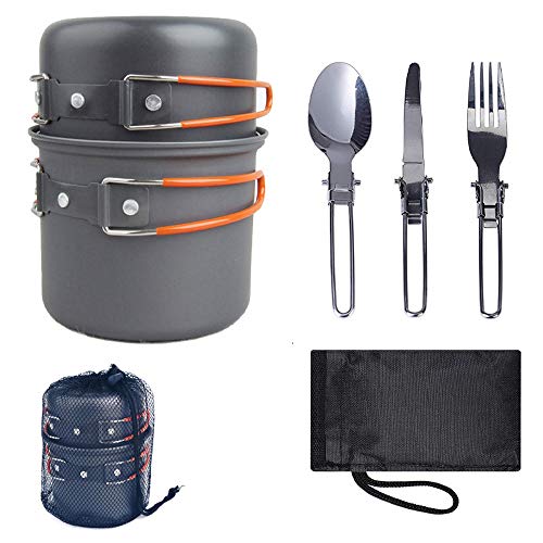Decdeal Ultralight Cookware Utensils Outdoor Tableware Set Hiking Picnic Backpacking Tableware Pot Pan 1-2persons