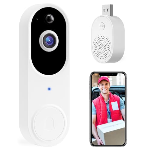 Eaula Videns 1080P Video Doorbell Camera, WiFi Wireless Home Security Camera, 2.4Ghz WiFi, IP65Waterproof, IR Night Vision, Two-way Audio, Family Sharing, With Doorbell Chime for iOS & Android
