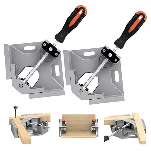 TAIWAIN Right Angle Clamp 90 Degree Positioning Holder 2PCS, Woodworking Vice Miter Tool Set Adjustable Wood Corner Clamps for Picture Photo Frame,Boxes,Door,Cabinet,Drawer Carpenter (Grey)