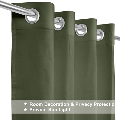 Image of THE LINEN COMPANY Cotton Room Darkening, Light Blocking Curtain 7.5 feet with Eyelet Rings 2 Pcs Set for Living Room, Dining Hall, Hotel, Farm House, (4.5 ft x 7.5 ft, Olive Green)