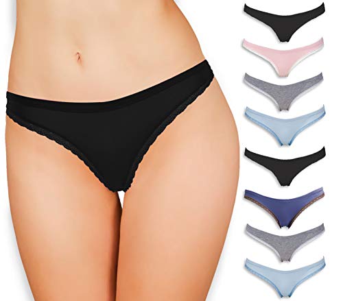 Emprella Cotton Underwear Women, 8 or 5 Pack Womens Bikini Seamless Ladies Cheeky Panty - Large