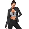 Pinspark Lightweight Workout Jacket for Women Full Zip Slim Fit Athletic Running Jacket with Thumb Holes Zipper Pockets
