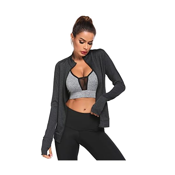 Pinspark Lightweight Workout Jacket for Women Full Zip Slim Fit Athletic Running Jacket with Thumb Holes Zipper Pockets