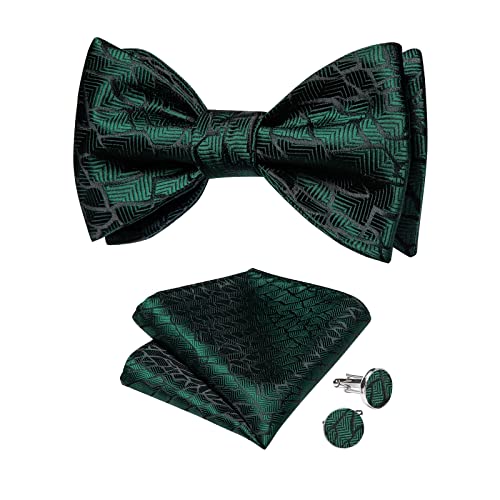 Image of DiBanGu Mens Silk Self Bow Tie Set 4PCS for Tuxedo Wedding