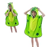 Vivi Idee Kinder Badetuch mit Kapuze Badeponcho Bademäntel 100% Baumwolle, Kapuzenhandtuch Babyhandtuch, aus Krokodil Motiv, weiches und super saugfähiges Kleinkinder Badetücher 0-6 Jahre