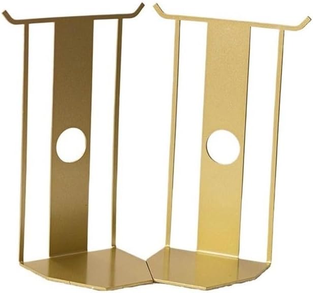 Bookend Support Minimalist Book Ends Metal Unique for Heavy Books for Home Office Bookends(Gold)
