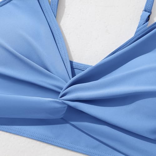 ESHOO Girls Swimsuits 3 Piece Bikini Bathing Suit Criss Cross Tropical Floral Swimwear Quick Dry Cover Up Pants 9-16Y3