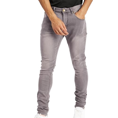 Image of Island Trading Skinny Jeans for Men - Stretchable Denim - Comfortable Mens Stretch Jeans in Four Colors Black, Grey, Blue Stonewash, Dark Blue Mens Jeans - 34 Waist 32 Leg
