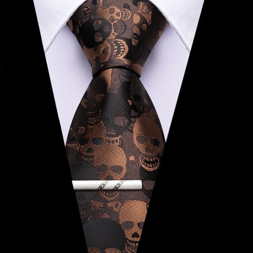 Image of Barry.Wang Silk Ties for Men Fun Necktie and Tie Clip Set for Wedding Party Business Formal Extra Long