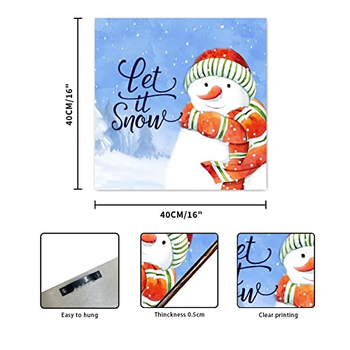 Panneau en bois de ferme Let It Snow avec impression primitive durable 40cm - 3