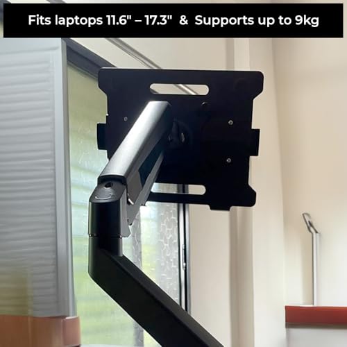 Image of Laptop Tray for Monitor Arm| Fits Up to 17.3-Inch Laptops| 9 kg Load Capacity| VESA 75x75 & 100x100 Compatible| Anti-Slip Pads| Adjustable Laptop Holder for Dual Monitor Setup