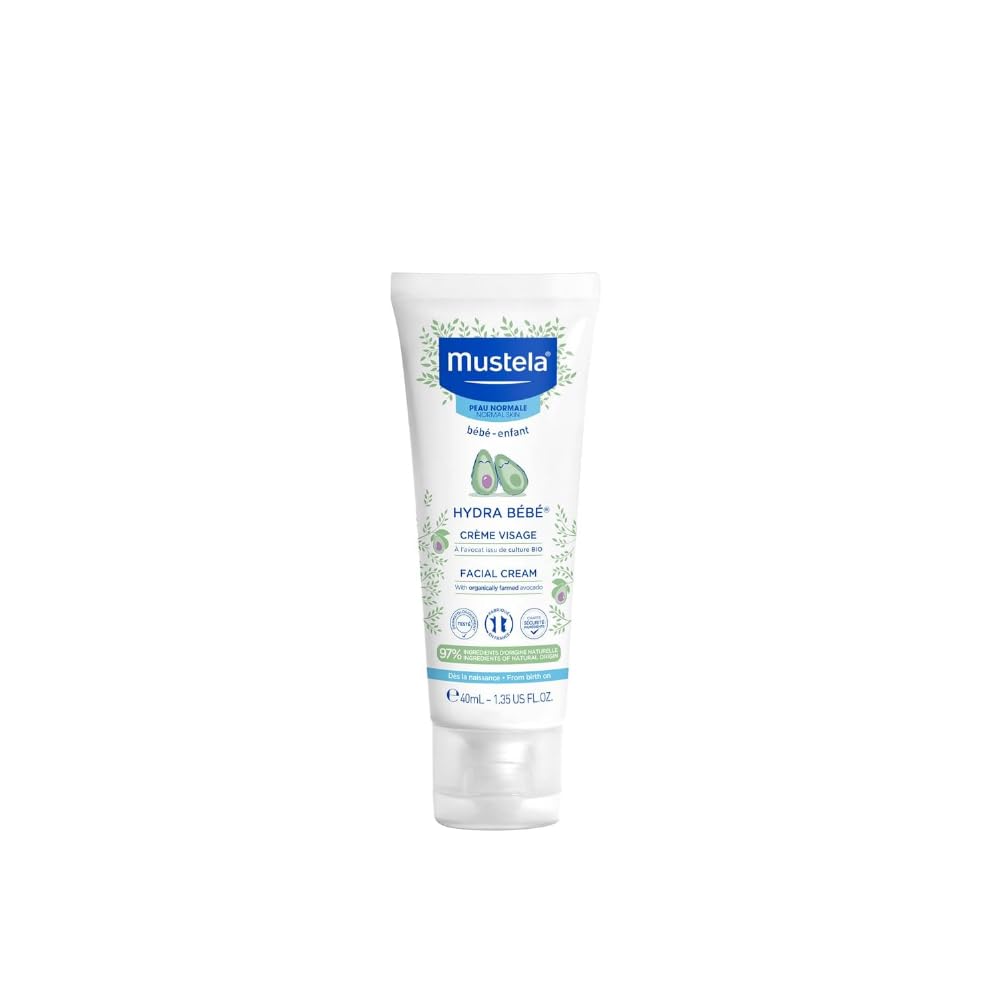 Mustela Hydra Bebe Facial Cream With Vitamin E – 40ml | Nourishing Face Lotion for Normal Skin | Hypoallergenic, Long-Lasting Hydration with Sweet Almond & Jojoba Oil | baby Face moisturizer