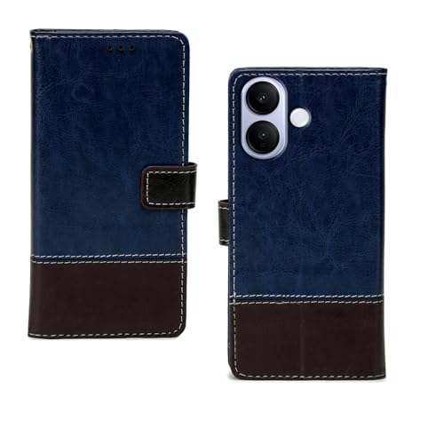 Image of amazon basics Vivo V60 Lite 5G Flip Cover | Card Pockets Wallet & Stand | Flip Cover for Vivo V60 Lite 5G (Blue Coffee)