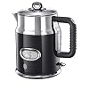 Russell Hobbs Waterkoker, retro black, 1,7 l, 2400 W, snelkookfunctie, watertemperatuurweergave in retrodesign, vulniveaumarkering, geoptimaliseerde schenktuit, vintage 21671-70
