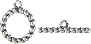 1X Sterling Silver Twist Rope Toggle Clasp Set | 12.6mm Ring