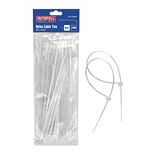Faithfull CT200W 200 x 3.6mm Cable Ties (Pack of 100) - White