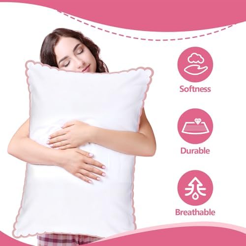 Frienda 2 Pcs Scalloped Pillowcase Microfiber Pillow Cover,Pink,26" X 20" — view 2