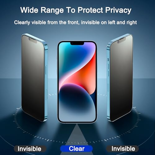 SOOPUR 2 Pack Matte Privacy Screen Protector for iPhone 13/13 Pro/14 6.1", [Auto-Dust Removal and Auto-Alignment] Anti-Spy Anti-Glare Anti-Fingerprint Tempered Glass Film, Smooth & Sensitive Touch by SOOPUR - Used condition - Image 3
