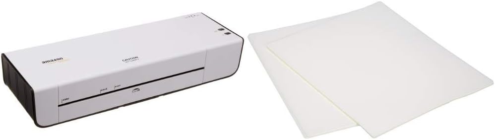 Amazon Basics Thermal Laminator Machine & Thermal Laminating Plastic Laminator Sheets - 8.9 Inch x 11.4 Inch, 50-Pack