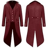 YQVGFBY Manteau Steampunk YQVGFBY, habit médiéval pour homme, costume de sorcier, manteau de pirate pour homme, costumes de cosplay pour Halloween, Renaissance, vampire, fête pour adultes (Rouge vin