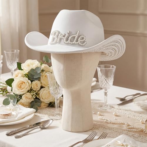 Image of Hercicy Rhinestone Cowboy Hat with Diamond Fringe CowHat for Cosplay Wedding circumference between 21.5 and 23.5 inches