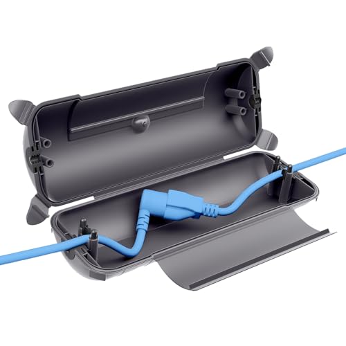 QUOBAS Large Outdoor Extension Cord Cover, Heavy Duty IP44 Waterproof Electrical Box, Weatherproof Connection Cover for Outdoor Power Tools, Plugs, Outlets, Holiday Lights,Gray