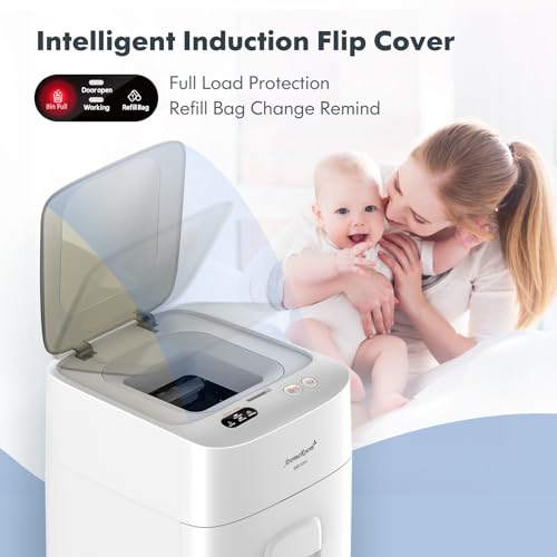 Diaper Pail Odor-Locking, Individually Sealed Baby Diaper PailFull-Automatic Packing & Self-Changing, Smart Trash Can Upgrade 3.0