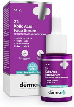 The Derma Co. 2% Kojic Acid Face Serum with Alpha Arbutin, Powered by Deep Penetration Formula™ | Fights Pigmentation | Fades Dark Spots | Brightens & Evens Skin Tone | 30 ml