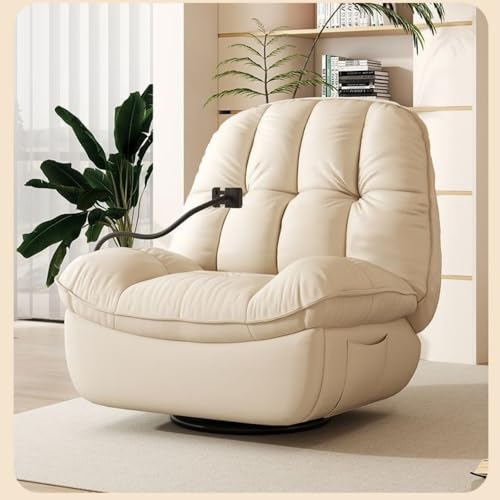 Hubiuyo エレガントな宇宙空間ソファキャビン|リビング・バルコニー用 多機能 電動リクライニング 回転式 ラウンジチェア ロッキングチェア (ホワイト)