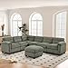 HAOMARKETS Oversized Modular Sectional Sofa with Movable Ottoman, Corduroy U Shaped Sectional Couches, 7-Seater Modular Sofas with Reversible Chaises for Living Room