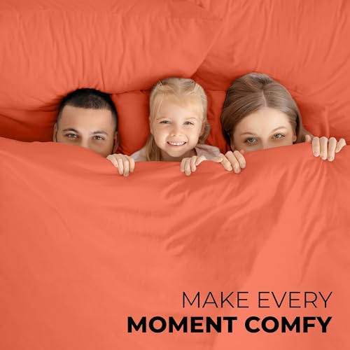 Image of ROYALE LINENS 3 Piece Twin Sheets Set - Soft Brushed 1800 Microfiber Bedding - 1 Fitted and 1 Flat Sheet, 1 Pillow case - Wrinkle Free & Fade Resistant - Hotel Luxury Bed Sheets Set (Coral, Twin)