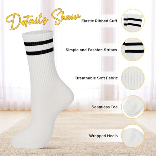 Image of American Trends Womens Novelty Striped Crew Socks Athletic Vintage Slouch Mid Calf Tube Socks