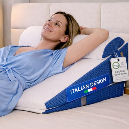 Ritalia® Almohada de Lectura 3 Alturas Extra Ancha 60x60x30 Ideal Almohada reflujo Adulto, cojin Lectura Cama, útil Respaldo para Cama y cuña elevar colchon. Gran VERSATILIDAD Incluye cojin Lumbar