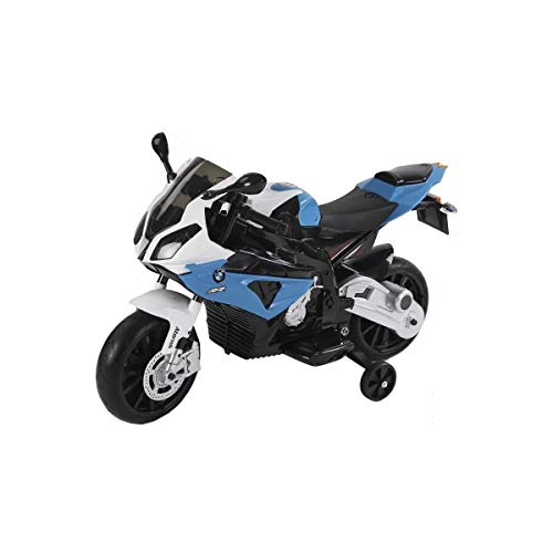 Moto Eléctrica para Niños Color Azul Licencia BMW Batería 12V Ruedas Silenciosas...