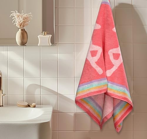 Image of ORIGINAL KIDS 6 Piece Unicorn Towel Set - 100% Cotton Terry Jacquard - 2 Bath Towels, 2 Hand Towels, 2 Washcloths - 630 GSM Super Soft Absorbent Kids Bathroom Set - Pink Multicolor
