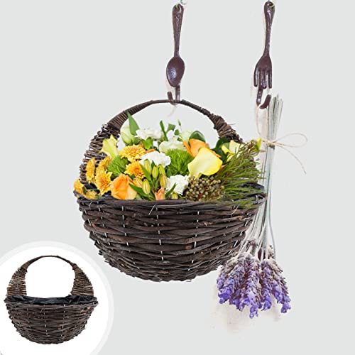 Yardwe Hanging Basket Hanging Basket Wall Basket Woven Wall Planter Rattan Wall Planter Wicker Hanging Planter Wall Flower Pot Half Round Rattan Hanging Basket Wall Basket Wall Basket #TOP1