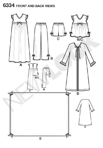New Look Sewing Pattern 6334 Child Sleepwear, Size A (3-4-5-6-7-8) #TOP2