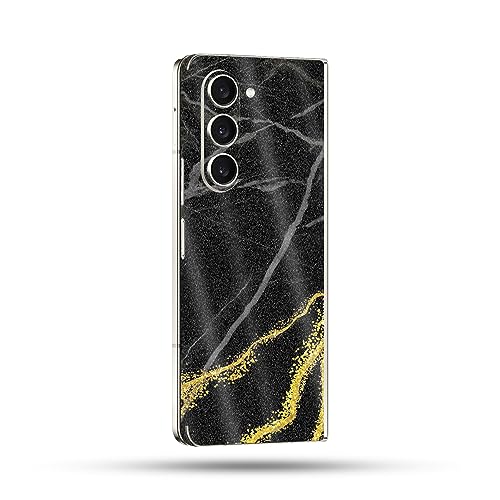 Image of MightySkins Glossy Glitter Skin Compatible with Samsung Galaxy Z Fold 5 Full Wrap - Black Marble Glitter | Protective, Durable High-Gloss Glitter Finish | Easy to Apply | Made in The USA