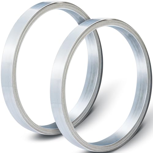 Yaocom 2 Rolls 1-1/4 x 32' x 0.035 Galvanized Strapping Duct Strapping Heavy Duty Metal Strap Wind Resistant Metal Banding for Fastening Projects, Beam Slings, Building