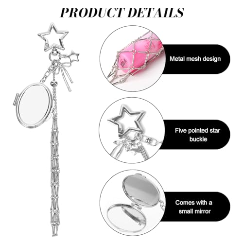 Image of MAYCREATE Bag Charms Y2K Metal Net Lipstick Holder Keychain with Touch Up Mirror, Fashion Golden Makeup Lipstick Balm Organizer Portable Chic Bag Charm Accessories