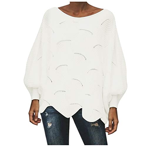 NSICBMNO White Tunic Batwing Tops Y2K Oversized Sweatshirts Long Sleeve Crew Neck Jumper Lightweight Jumpers Baggy Sweater Knitted Jumpers Casual Sweatshirts Plus Size