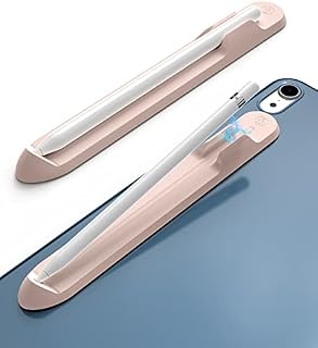 MoKo Magnetic Pencil Holder Compatible with Apple Pencil 1st & 2nd Generation, Strong Adhesive Sleeve Silicone iPencil Holder Sticker Magnetic Attached to Case, Light Pink