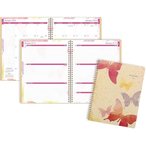 Agenda semainier mensuel 2026 planning Aquarelles grand format papier
