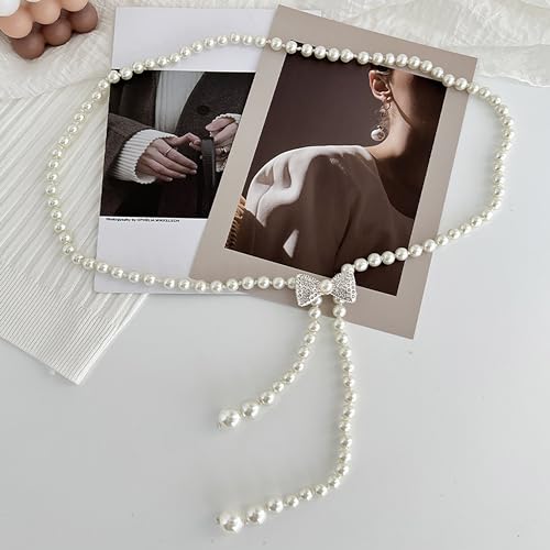 Felite Fnn Women False Pearl Belt Adjustable Waist Chain for Dress Blouse Sweater4