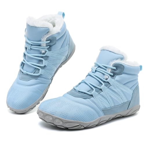 Image of Womens Mens Barefoot Boots Shoes Minimalist Winter Snow Boots Warm Ankle Booties Zero Drop Sole Wide Toe Box Slip on Sneakers