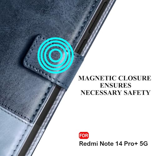 Image of TheGiftKart Flip Back Cover Case for Mi Redmi Note 14 Pro Plus 5G | Dual-Color Leather Finish | Inbuilt Stand & Pockets | Flip Back Case Cover for Redmi Note 14 Pro+ 5G (Faux Leather, Blue & Sky)