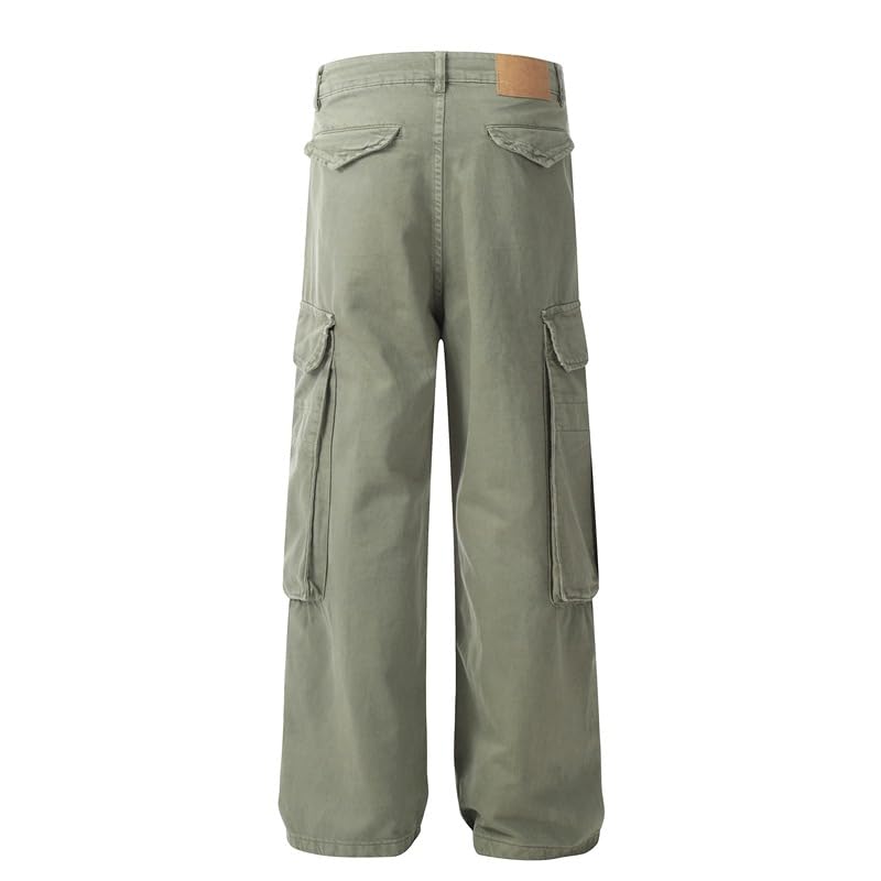 Men's Pants Spring Summer Retro Multi-Pocket Wide Leg Straight Leg Cargo Trouser for Men2