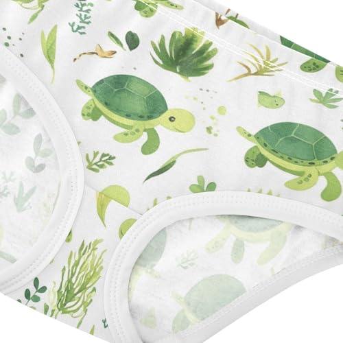 Wusikd Green Turtle Girls' Underwear Cotton Seaweed Plants Girls Briefs Soft Toddler Underwear 2T4